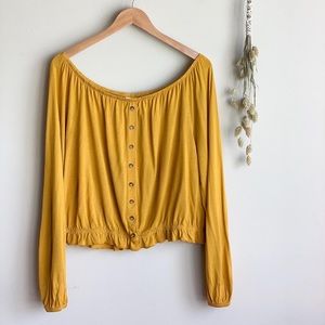 Boho Mustard Top with Buttons